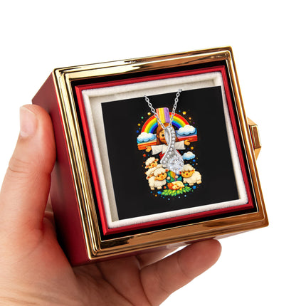 Jesus And Little Lambs | Christian Rose Gift Box - Alluring Beauty Necklace | Gift for Kids
