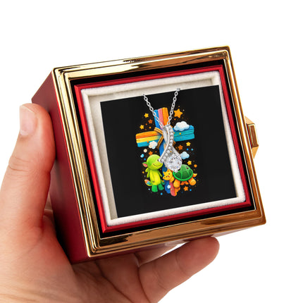 Rainbow Cross Turtle | Christian Rose Gift Box - Alluring Beauty Necklace | Gift for Kids