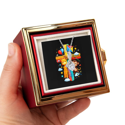 Rainbow Cross Jungle Animals | Christian Rose Gift Box - Alluring Beauty Necklace | Gift for Kids