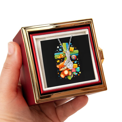 Rainbow Cross Little Fox | Christian Rose Gift Box - Alluring Beauty Necklace | Gift for Kids