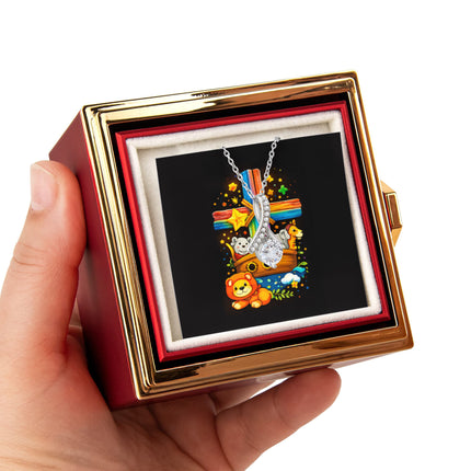 Rainbow Cross Noahs Ark | Christian Rose Gift Box - Alluring Beauty Necklace | Gift for Kids