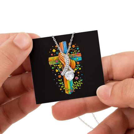 Rainbow Cross Praying Hands | Christian Rose Gift Box - Alluring Beauty Necklace | Gift for Kids