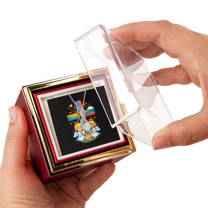 Rainbow Cross Angel Twins | Christian Rose Gift Box - Alluring Beauty Necklace | Gift for Kids