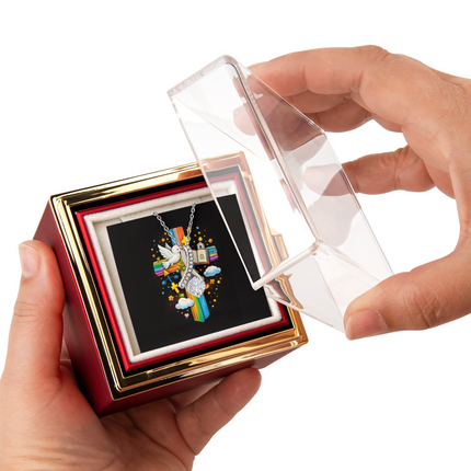 Rainbow Cross Open Bible | Christian Rose Gift Box - Alluring Beauty Necklace | Gift for Kids