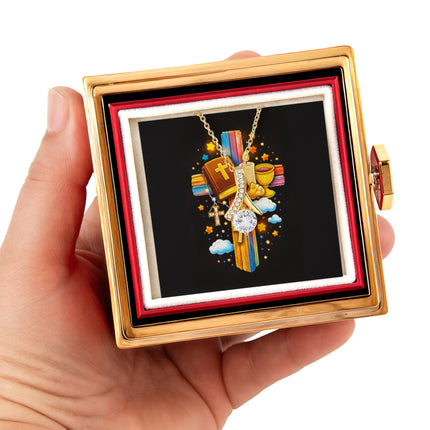 Rainbow Cross Bible And Cross | Christian Rose Gift Box - Alluring Beauty Necklace | Gift for Kids