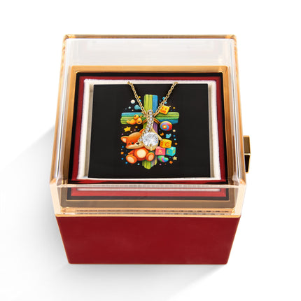 Rainbow Cross Little Fox | Christian Rose Gift Box - Alluring Beauty Necklace | Gift for Kids