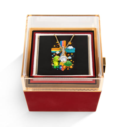 Rainbow Cross Turtle | Christian Rose Gift Box - Alluring Beauty Necklace | Gift for Kids