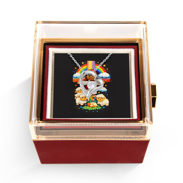 Jesus And Little Lambs | Christian Rose Gift Box - Forever Love Necklace | Gift for Kids