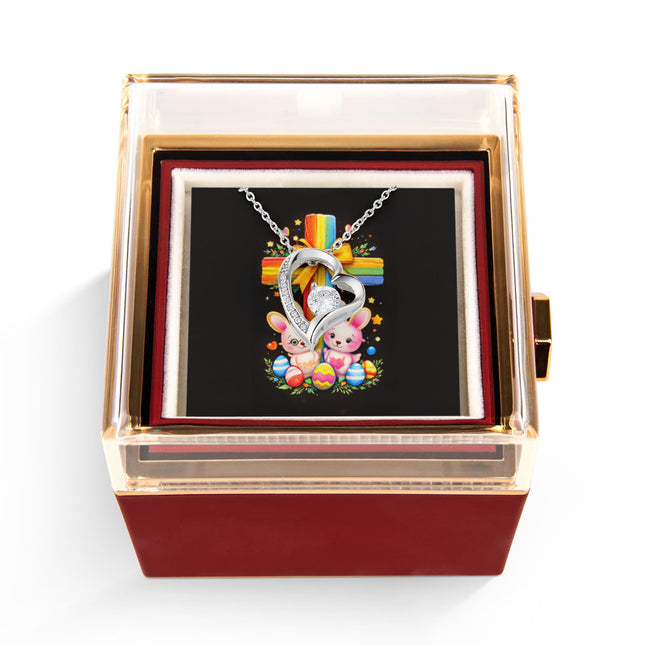 Rainbow Cross Bunnies | Christian Rose Gift Box - Forever Love Necklace | Gift for Kids