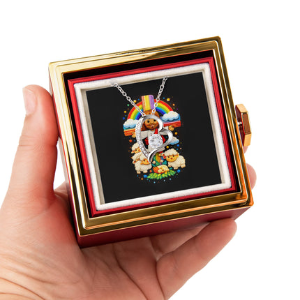 Jesus And Little Lambs | Christian Rose Gift Box - Forever Love Necklace | Gift for Kids