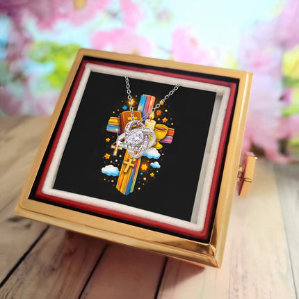 Rainbow Cross Bible And Cross | Christian Rose Gift Box - Love Knot Necklace | Gift for Kids