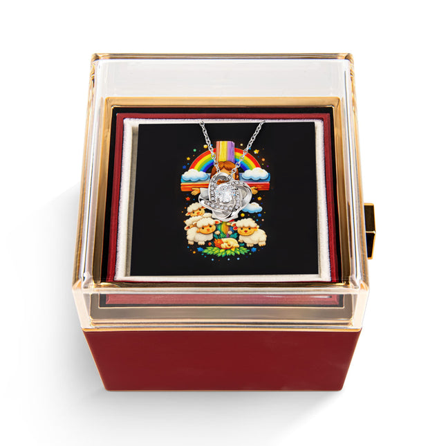 Jesus And Little Lambs | Christian Rose Gift Box - Love Knot Necklace | Gift for Kids