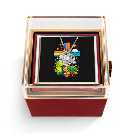 Rainbow Cross Turtle | Christian Rose Gift Box - Love Knot Necklace | Gift for Kids