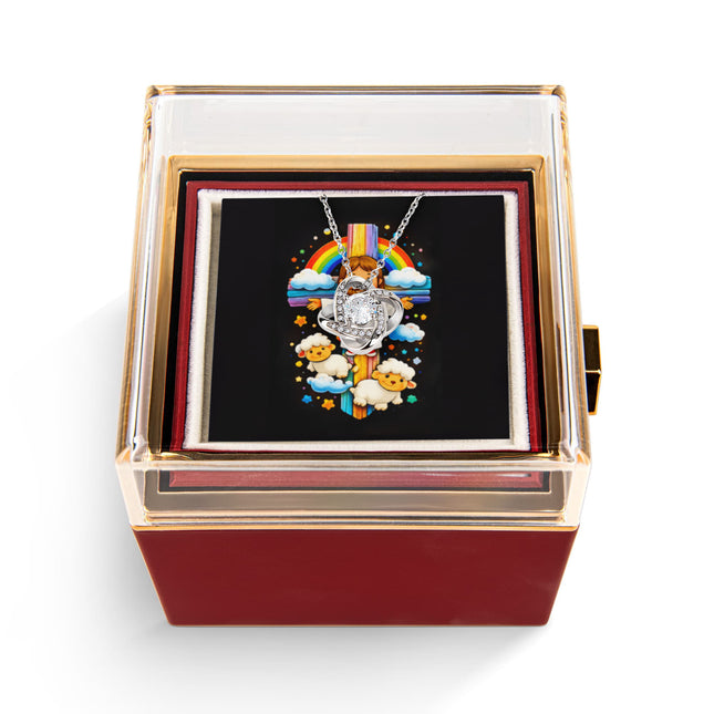 Rainbow Cross Jesus And Lamb | Christian Rose Gift Box - Love Knot Necklace | Gift for Kids