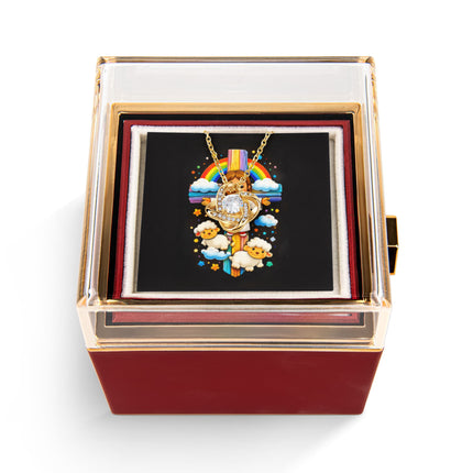 Rainbow Cross Jesus And Lamb | Christian Rose Gift Box - Love Knot Necklace | Gift for Kids