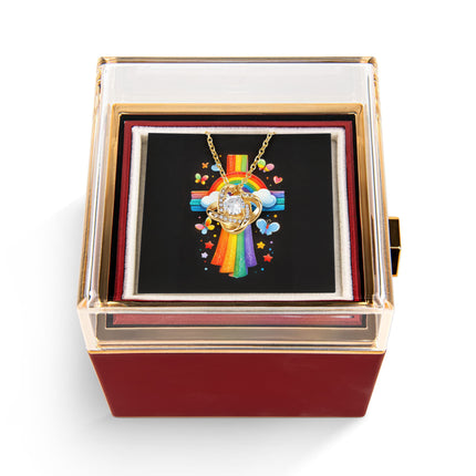 Rainbow Cross Butterfly | Christian Rose Gift Box - Love Knot Necklace | Gift for Kids