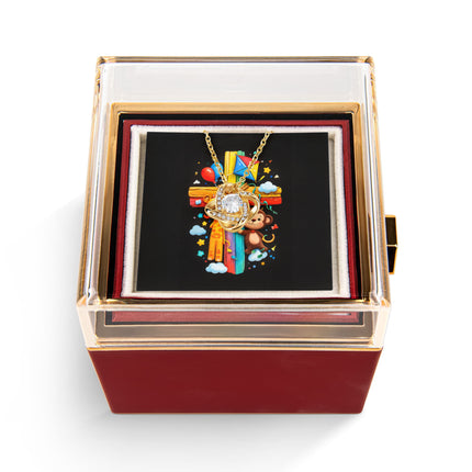Rainbow Cross Jungle Animals | Christian Rose Gift Box - Love Knot Necklace | Gift for Kids