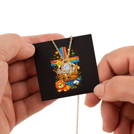 Rainbow Cross Noahs Ark | Christian Rose Gift Box - Love Knot Necklace | Gift for Kids
