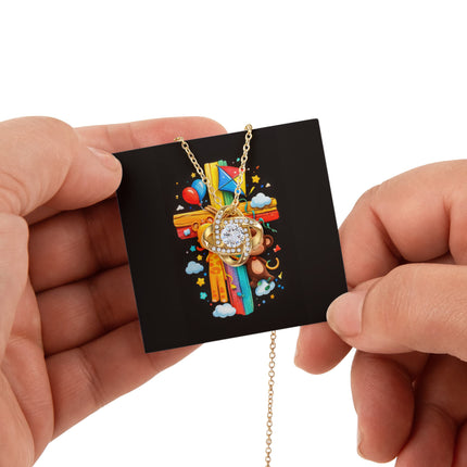 Rainbow Cross Jungle Animals | Christian Rose Gift Box - Love Knot Necklace | Gift for Kids