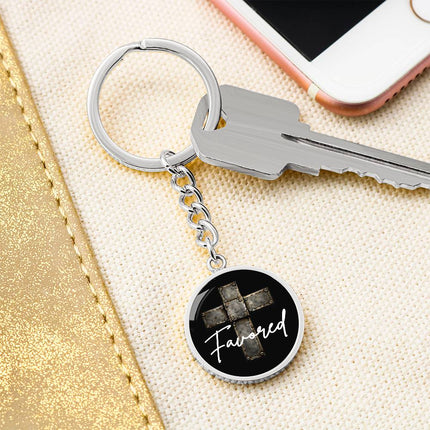 Favored Cross Circle Keychain – Christian Gift for Men
