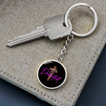 Inspiring Heart Cross Graphic Circle Keychain – Christian Gift for Women