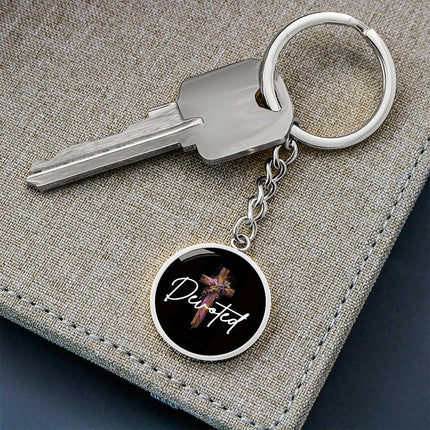 Inspiring Heart Cross Graphic Circle Keychain – Christian Gift for Women