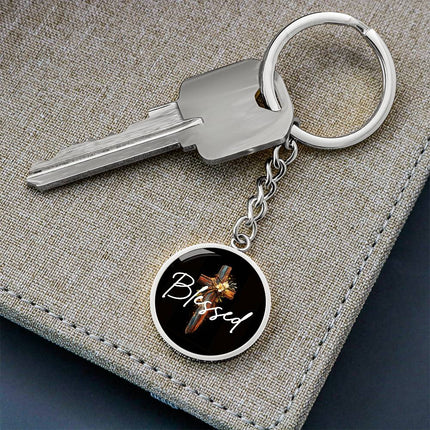 Inspiring Heart Cross Graphic Circle Keychain – Christian Gift for Women
