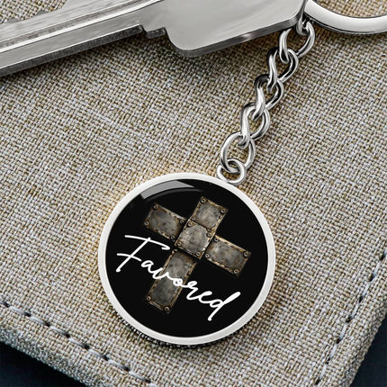 Favored Cross Circle Keychain – Christian Gift for Men