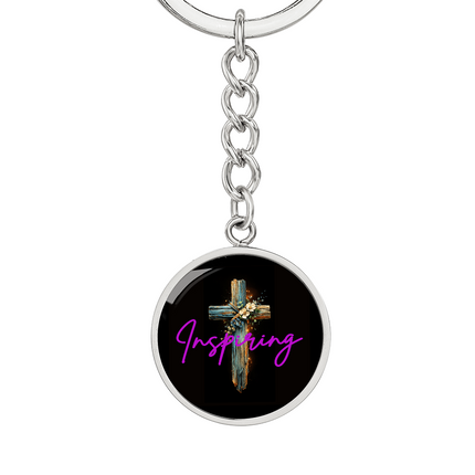 Inspiring Heart Cross Graphic Circle Keychain – Christian Gift for Women