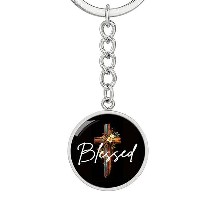 Inspiring Heart Cross Graphic Circle Keychain – Christian Gift for Women