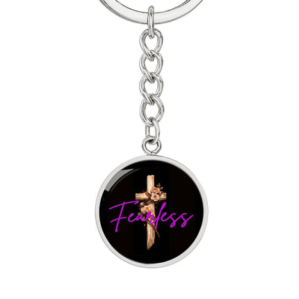 Inspiring Heart Cross Graphic Circle Keychain – Christian Gift for Women