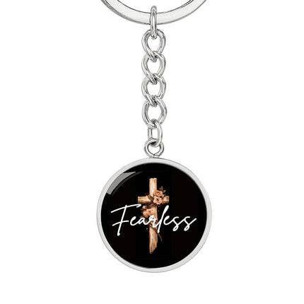 Inspiring Heart Cross Graphic Circle Keychain – Christian Gift for Women