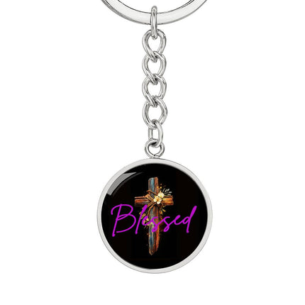 Inspiring Heart Cross Graphic Circle Keychain – Christian Gift for Women