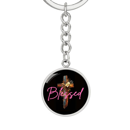 Inspiring Heart Cross Graphic Circle Keychain – Christian Gift for Women