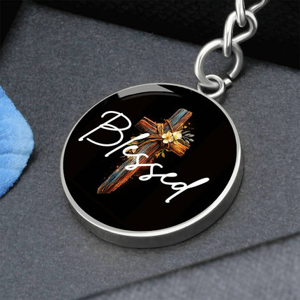 Inspiring Heart Cross Graphic Circle Keychain – Christian Gift for Women