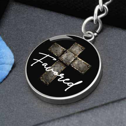 Favored Cross Circle Keychain – Christian Gift for Men