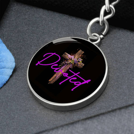 Inspiring Heart Cross Graphic Circle Keychain – Christian Gift for Women