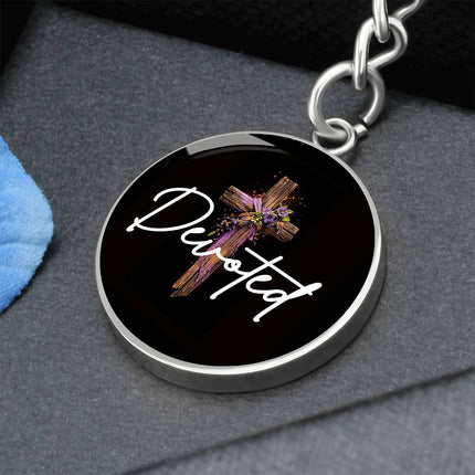 Inspiring Heart Cross Graphic Circle Keychain – Christian Gift for Women