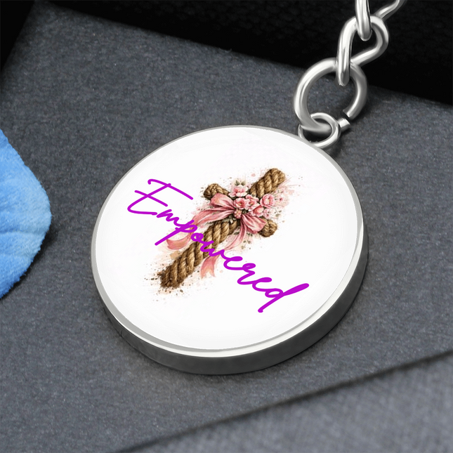 Empowered Flower Cross Christian Circle Keychain | Mother's Day Gift for Mom | Faith Gift