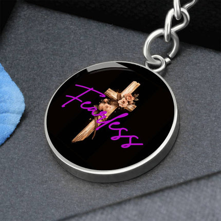 Inspiring Heart Cross Graphic Circle Keychain – Christian Gift for Women