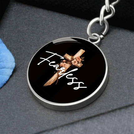 Inspiring Heart Cross Graphic Circle Keychain – Christian Gift for Women