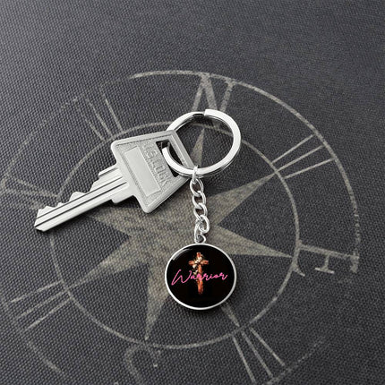 Inspiring Heart Cross Graphic Circle Keychain – Christian Gift for Women