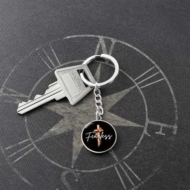 Inspiring Heart Cross Graphic Circle Keychain – Christian Gift for Women