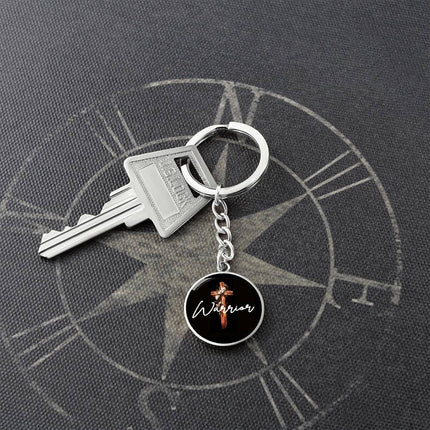 Inspiring Heart Cross Graphic Circle Keychain – Christian Gift for Women