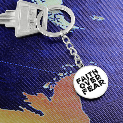 Faith Over Fear Circle Keychain – Christian Gift for Women