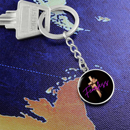 Inspiring Heart Cross Graphic Circle Keychain – Christian Gift for Women