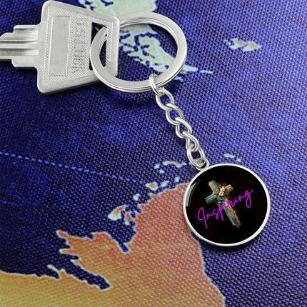 Inspiring Heart Cross Graphic Circle Keychain – Christian Gift for Women