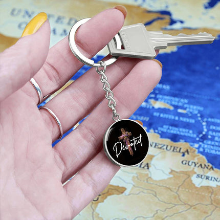 Inspiring Heart Cross Graphic Circle Keychain – Christian Gift for Women