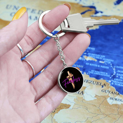 Inspiring Heart Cross Graphic Circle Keychain – Christian Gift for Women