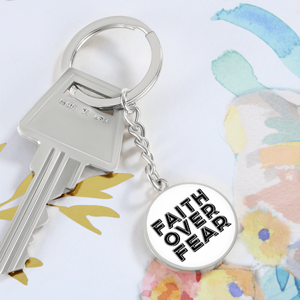 Faith Over Fear Circle Keychain – Christian Gift for Women
